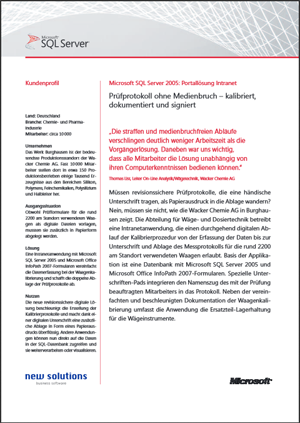 Case Study Wacker Chemie AG zur Nutzung von Checkware als Erweiterung von Synoset